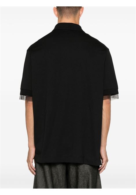 Black corded lace-detail polo shirt Simone Rocha - men SIMONE ROCHA | 52970553BLK